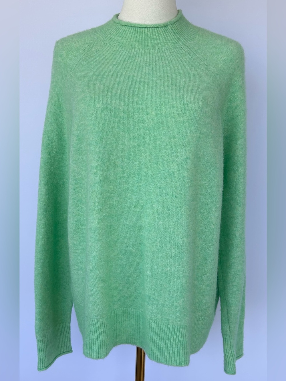 J. Crew Women’s Roll Neck Sweater Heathered Mint Wool/Alpaca Size Medium